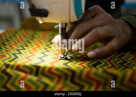 Needle of sewing machine in action Stock Photo