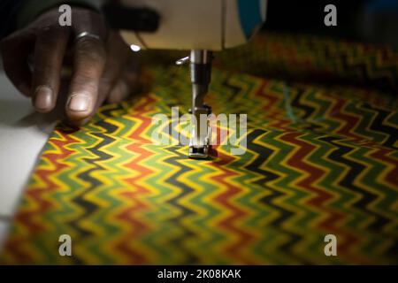 Needle of sewing machine in action Stock Photo