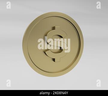 Gold coin with dollar sign. Realistic on white background 3D rendering ...
