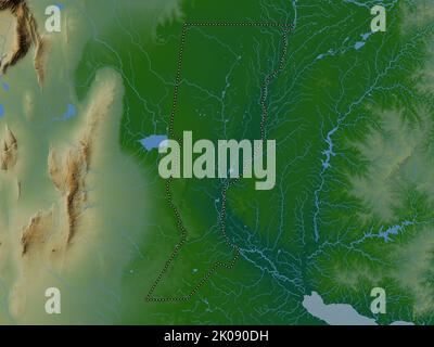 Santa Fe, province of Argentina. Colored elevation map with lakes and rivers Stock Photo