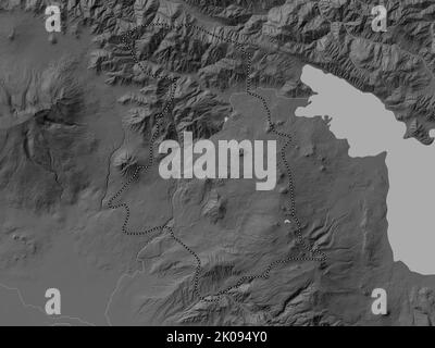 Kotayk, province of Armenia. Grayscale elevation map with lakes and rivers Stock Photo