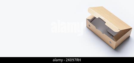 Open cardboard box on white background with space for text Stock Photo