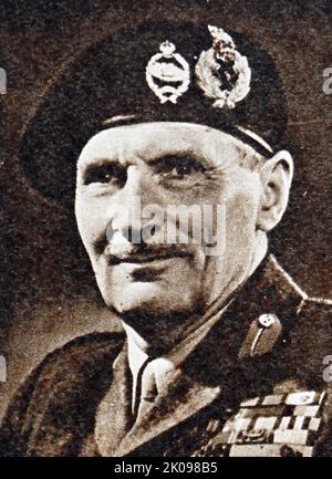 Permanent military chairman of the forces of Western Europe: Field Marshal Lord Montgomery. Field Marshal Bernard Law Montgomery, 1st Viscount Montgomery of Alamein, KG, GCB, DSO, PC, DL (17 November 1887 - 24 March 1976), nicknamed 'Monty' and 'The Spartan General', was a senior British Army officer who served in the First World War, the Irish War of Independence and the Second World War. Stock Photo