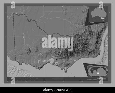 Victoria, state of Australia. Bilevel elevation map with lakes and ...