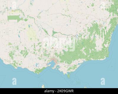 Victoria Map State View Victoria, state of Australia. Open Street Map. Locations and names of ...
