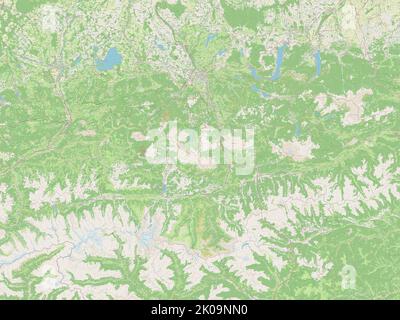 Salzburg, state of Austria. Open Street Map. Locations and names of ...