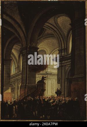 Capuchin sermon in Saint-Roch church, 1780. Stock Photo