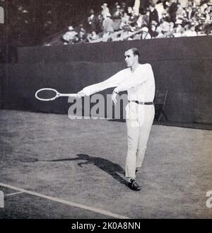 William Tatem Tilden II (February 10, 1893 - June 5, 1953), nicknamed 'Big Bill', was an American male tennis player. Tilden was the world No. 1 amateur for six years from 1920 to 1925. He won 14 Major singles titles, including 10 Grand Slam events, one World Hard Court Championships and three professional majors. He was the first American to win Wimbledon, taking the title in 1920. He also won a record seven U.S. Championships titles (shared with Richard Sears and Bill Larned). Stock Photo