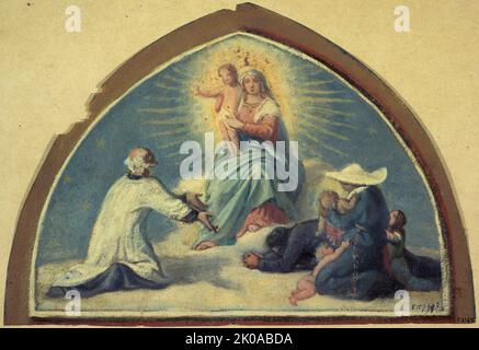 The Virgin presenting the Child Jesus to Saint Vincent de Paul, 1857. Stock Photo