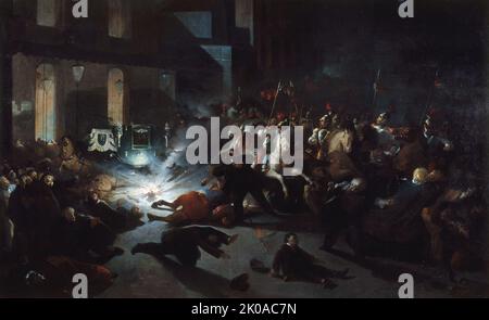 Attack by Orsini in front of the facade of the Opera on January 14, 1858, 1862. Stock Photo
