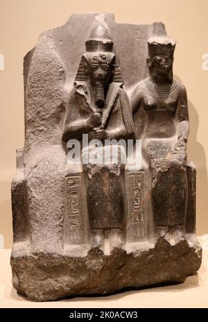 Statue of King Amenhotep III, ruler of Ancient Egypt 1390-1352 BC. 18th Dynasty. Granite Stock Photo