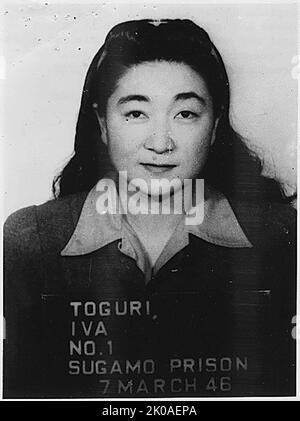 Iva Toguri D'Aquino, the real Tokyo Rose. Tokyo Rose was a name given by Allied troops in the South Pacific during World War II to all female English-speaking radio broadcasters of Japanese propaganda. Several female broadcasters operated using different aliases and in different cities throughout the territories occupied by the Japanese Empire, including Tokyo, Manila, and Shanghai. Tokyo Rose ceased to be merely a symbol during September 1945 when Iva Toguri D'Aquino was accused of being the 'real' Tokyo Rose, arrested, tried, and became the seventh person in U.S. history to be convicted of t Stock Photo