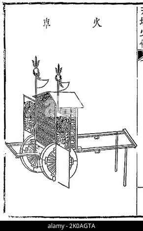 The hwacha (??) a multiple rocket launcher and an organ gun of similar design which were developed in fifteenth century Joseon (1392 - 1910). Stock Photo