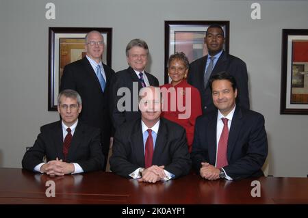 Ginnie Mae Group Portrait - Group portrait: Government National Mortgage Association (Ginnie Mae) President Robert Couch with other Ginnie Mae officials. Ginnie Mae Group Portrait Subject, Group portrait: Government National Mortgage Association (Ginnie Mae) President Robert Couch with other Ginnie Mae officials. Stock Photo