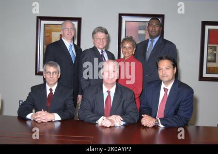 Ginnie Mae Group Portrait - Group portrait: Government National Mortgage Association (Ginnie Mae) President Robert Couch with other Ginnie Mae officials. Ginnie Mae Group Portrait Subject, Group portrait: Government National Mortgage Association (Ginnie Mae) President Robert Couch with other Ginnie Mae officials. Stock Photo