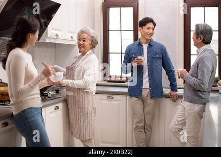 Chinese family spending time together Stock Photo