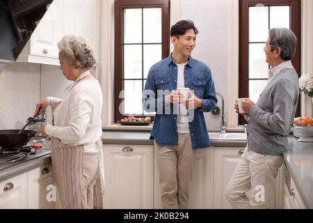 Chinese family spending time together Stock Photo