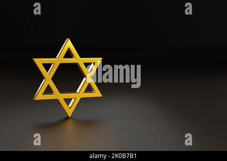 Star of David on dark background with copy space. 3d illustration. Stock Photo