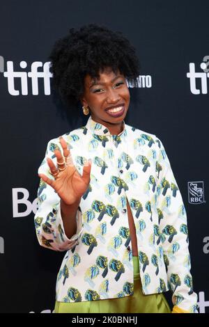 Shaina West attends the premiere of “The Woman King” at Roy Thomson