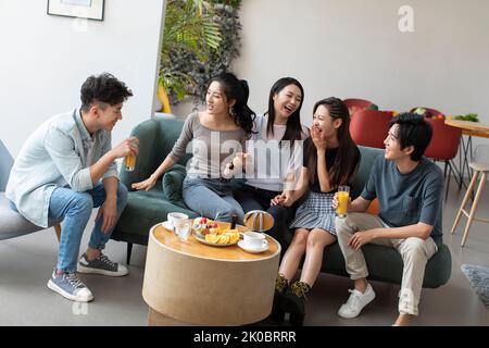 Happy Chinese friends having fun together Stock Photo