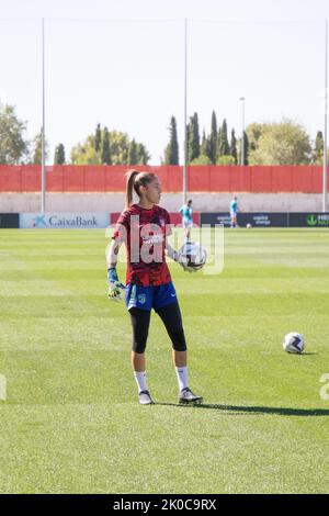 September 10, 2022, AlcalÃ de Henares, Madrid, Spain: Lola Gallardo, Atletico de Madrid goalkeeper during women's football match between Atlético de Madrid female and Real Sociedad female belonging to the first round of the Spanish Women's Professional Football League (Liga F) played at the Wanda AlcalÃ de Henares Sports Centre. The match has been postponed because the female referees have not shown up due to the strike of the referee's collective in which they demand professionalization and better working conditions. In the end, both teams stayed on the pitch for training. (Credit Image: © A Stock Photo