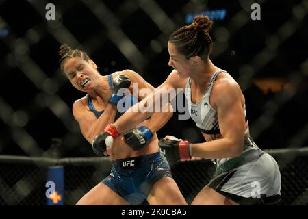 LAS VEGAS, NV - September 10: Norma Dumont and Danyelle Wolf meet in the octagon for a 3-round bout at T-Mobile Arena for UFC 279 event on September 10, 2022 in Las Vegas, NV, United States. (Photo by Louis Grasse/PxImages) Credit: Px Images/Alamy Live News Stock Photo