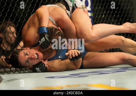 LAS VEGAS, NV - September 10: Norma Dumont and Danyelle Wolf meet in the octagon for a 3-round bout at T-Mobile Arena for UFC 279 event on September 10, 2022 in Las Vegas, NV, United States. (Photo by Louis Grasse/PxImages) Credit: Px Images/Alamy Live News Stock Photo