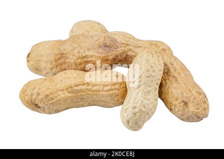 Bunch of peanuts in a shell isolated on white background. File contains clipping path. Stock Photo