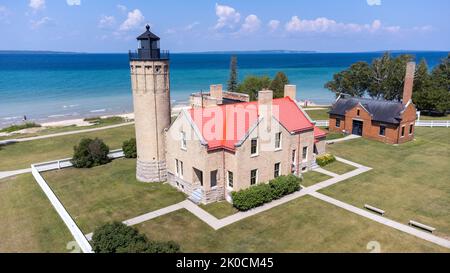 Old Mackinac Point Lighthouse, Mackinaw City, Michigan, USA Stock Photo