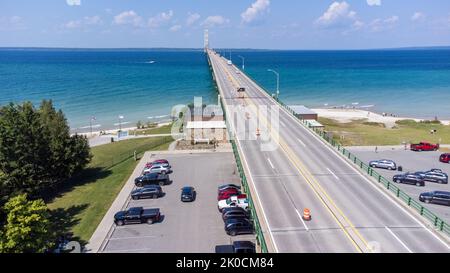 Mackinac Bridge, Mackinaw City to St Ignace Michigan, USA Stock Photo