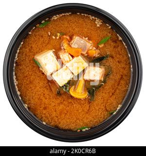 Japanese miso soup in a black bowl Stock Photo