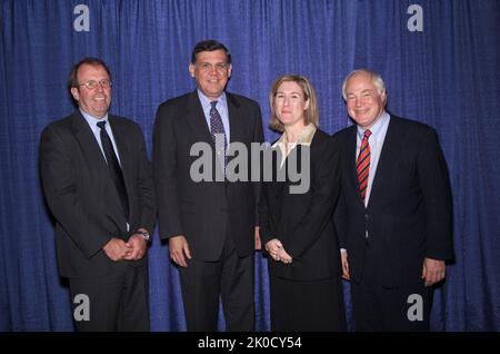 Secretary Mel Martinez in Cedar Rapids, Iowa. Secretary Mel Martinez in Cedar Rapids, Iowa Subject, Secretary Mel Martinez visiting Cedar Rapids, Iowa, leading 'Blueprint for the American Dream' event on minority homeownership promotion. Stock Photo