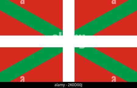 Flag of the Basque Country Autonomous Community of Spain with red background and white and green crosses Stock Photo
