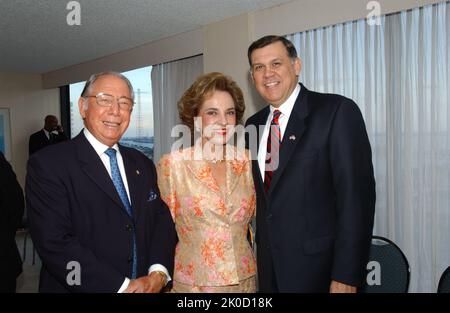 Secretary Mel Martinez in Miami, Florida. Secretary Mel Martinez in Miami, Florida Subject, Secretary Mel Martinez in Miami, Florida, at Cuban Liberation Council events. Stock Photo