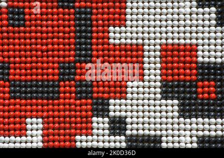 Flower ornament made of Easter eggs Stock Photo