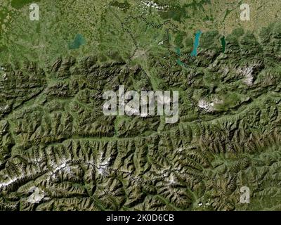 Salzburg, state of Austria. Low resolution satellite map. Locations and ...