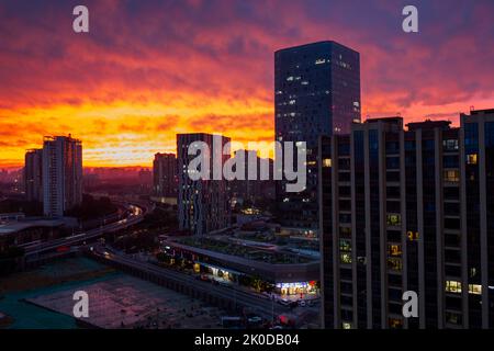 Beautiful sunset in Beijing,China Stock Photo