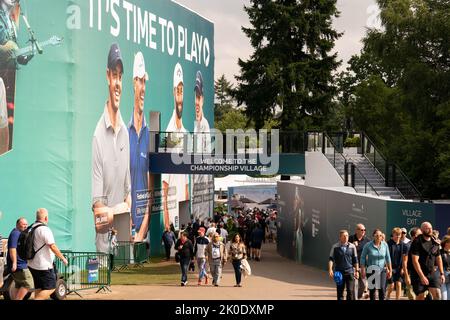 Virginia Water, UK. 11th Sep, 2022. General View of entrance to the Championship Village during the BMW PGA Championship 2022 at Wentworth Club, Virginia Water, United Kingdom, 11th September 2022 (Photo by Richard Washbrooke/News Images) in Virginia Water, United Kingdom on 9/11/2022. (Photo by Richard Washbrooke/News Images/Sipa USA) Credit: Sipa USA/Alamy Live News Stock Photo