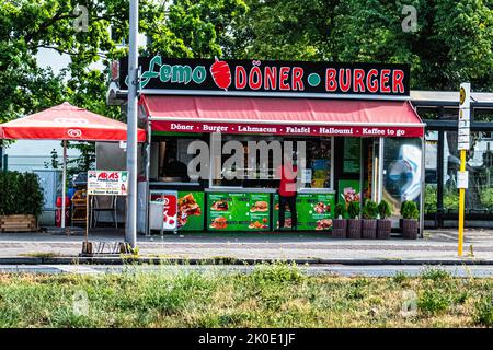 Döner Kebab fast food stall in Lindauer Allee,Reinickendorf,Berlin,Germany Stock Photo