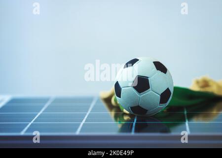 Solar Panel Ball Soccer ball on photovoltaic solar panel isolated Stock Photo - Alamy