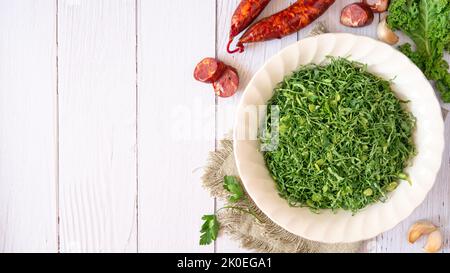 Ingredients for Portuguese soup called Caldo Verde Stock Photo