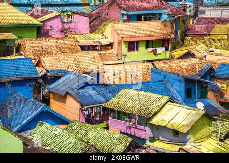 View of Kampung Jodipan, the Village of Color in Malang, Indonesia Stock Photo