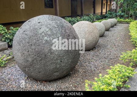 Pre-Columbian stone spheres on display at the Costa Rican National ...