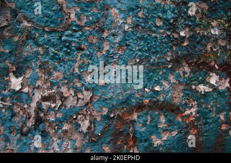 grunge background: old cracked blue paint Stock Photo