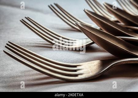 Close-up of forks and spoons Stock Photo