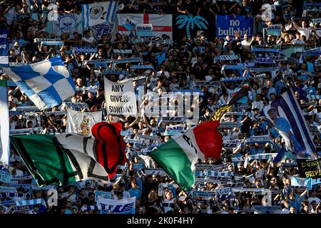Roma, Italy. 11th Sep, 2022. Lazio supporters cheer on during the Serie A football match between SS Lazio and Hellas Verona at Olimpico stadium in Rome (Italy), September 11th, 2022. Photo Andrea Staccioli/Insidefoto Credit: Insidefoto di andrea staccioli/Alamy Live News Stock Photo