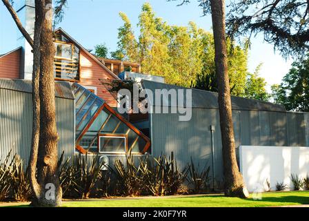 Noted architect Frank Gehry used his unique flare when designing his own home in Santa Monica, near Los Angeles Stock Photo