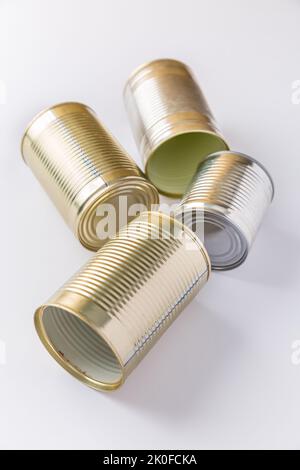 Separate collected metal garbage, prepared for recycling.  Eco friendly concept. Recyclable metal waste and Zero waste concept Stock Photo
