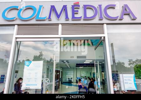 Bogota Colombia,Avenida El Dorado Calle 26,ColMedica clinic outpatient prepaid medical care plan outside exterior front entrance,Colombian Colombians Stock Photo