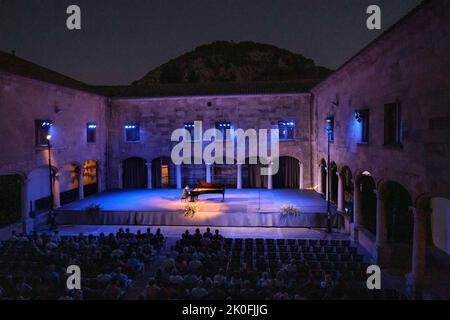 Can Çakmur, solo piano concert, Brahms Pollença festival, Majorca, Balearic Islands, Spain Stock Photo